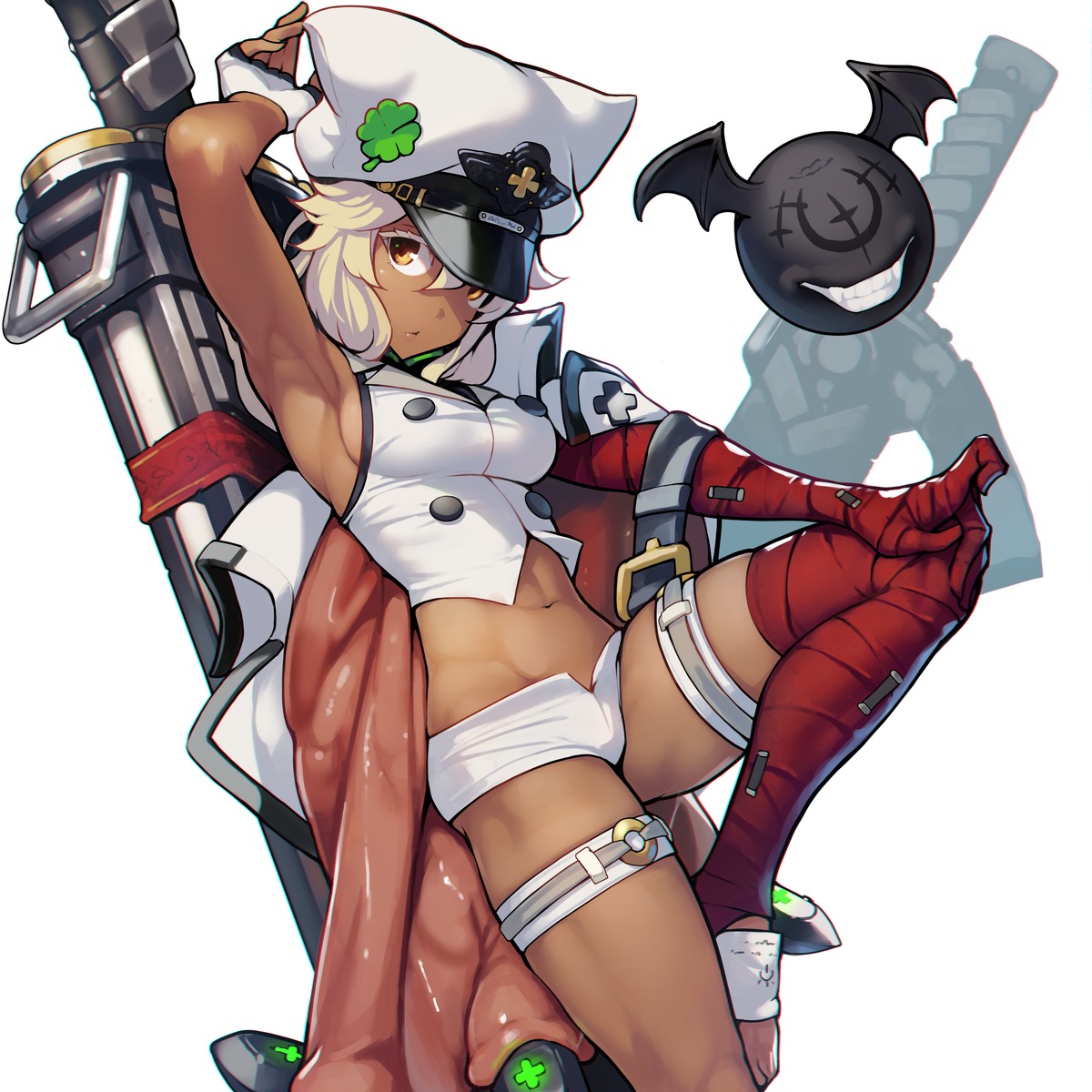 ataruman bandages garter guilty_gear no_bra ramlethal_valentine sword uniform