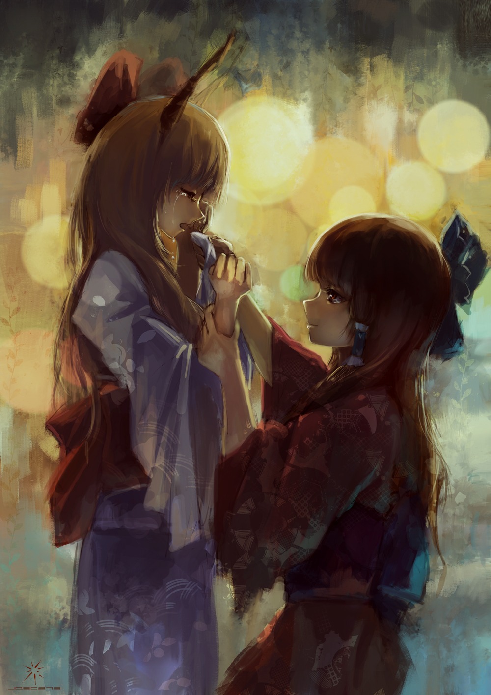 hakurei_reimu horns ibuki_suika jq touhou yukata