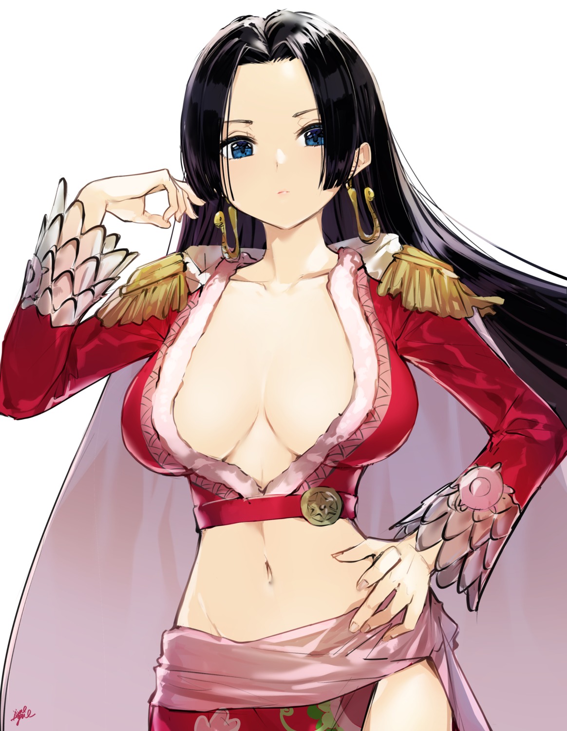 boa_hancock no_bra one_piece open_shirt takenoko_no_you