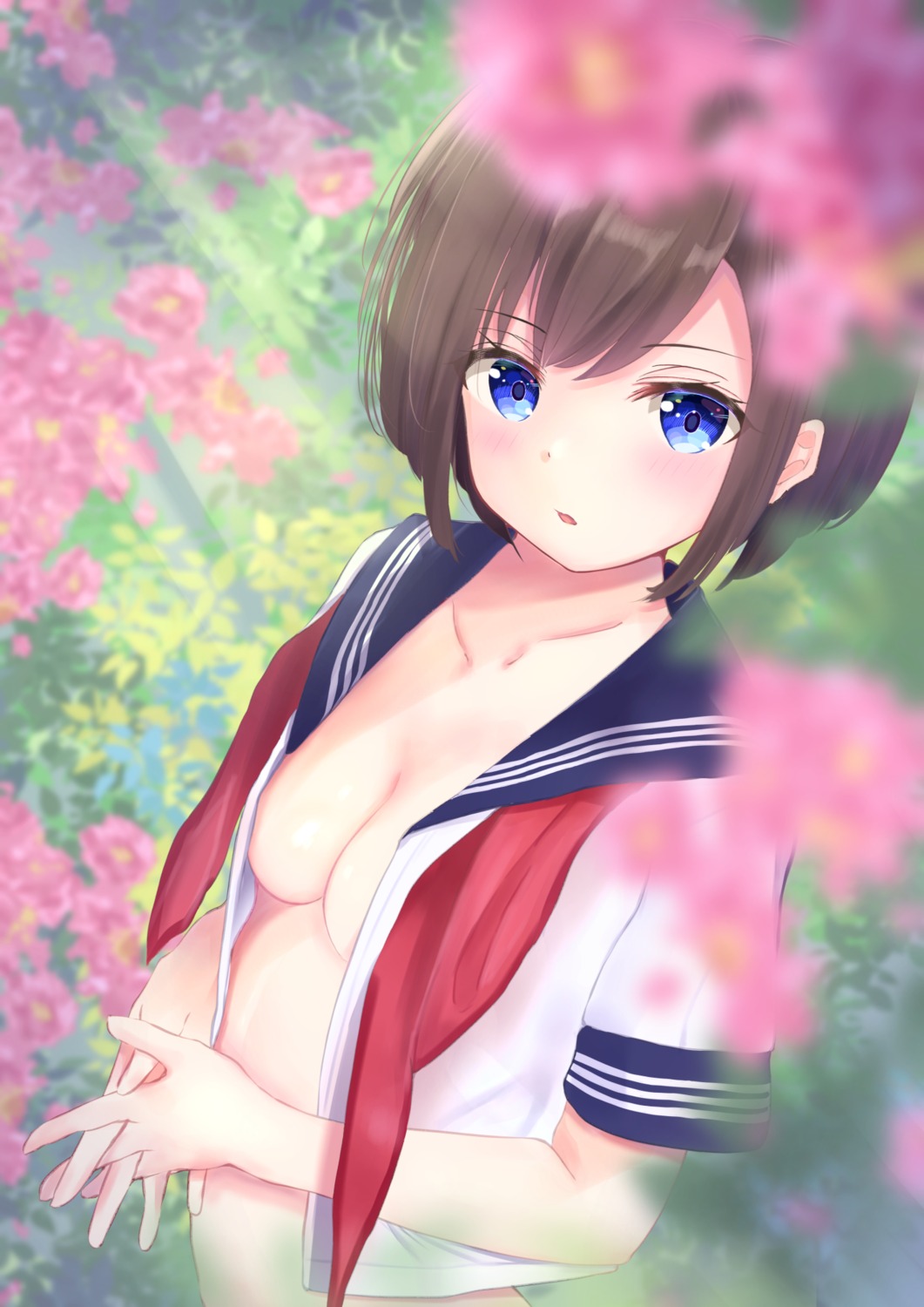 no_bra open_shirt seifuku yunarebun