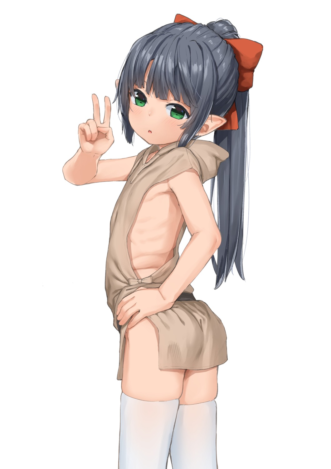 aruma_(sawayaka_tokuko_miruku) ass dress loli no_bra nopan pointy_ears thighhighs