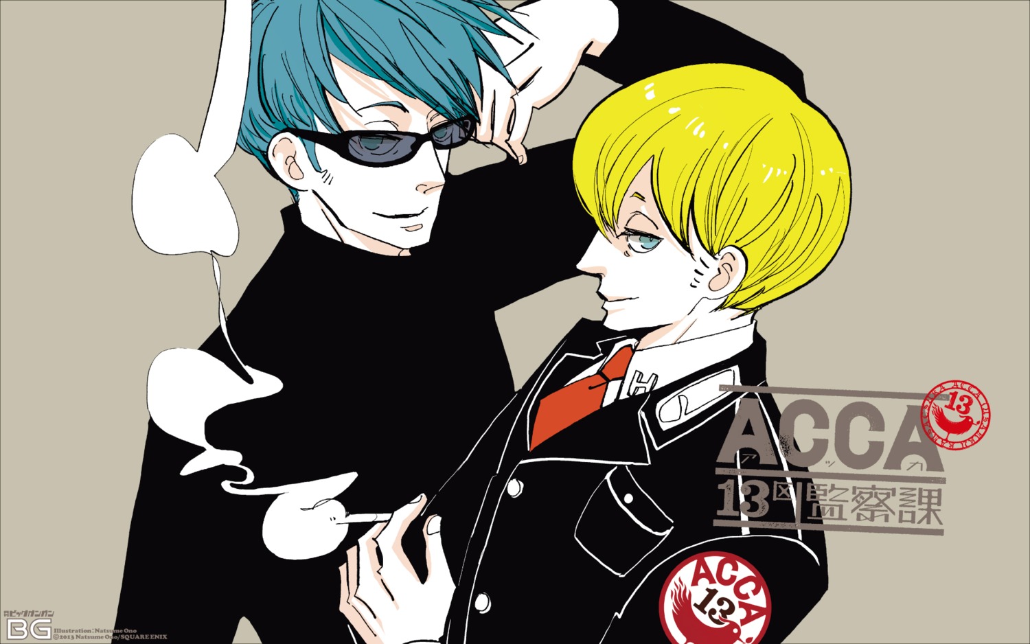 acca_13-ku_kansatsu-ka jean_otus male megane niino ono_natsume smoking wallpaper