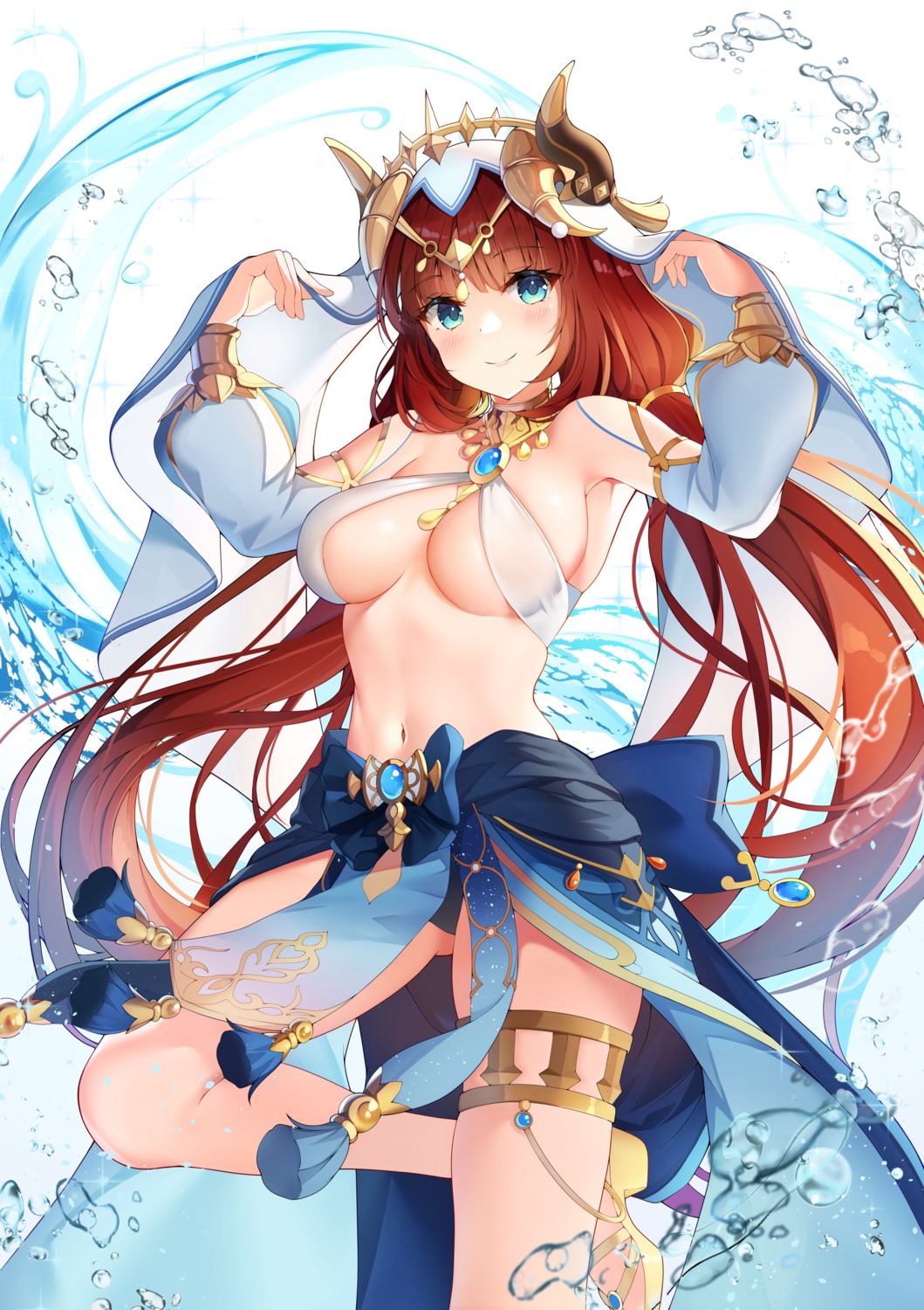 garter genshin_impact heels horns nilou no_bra pantsu sob_(submar1089) wet