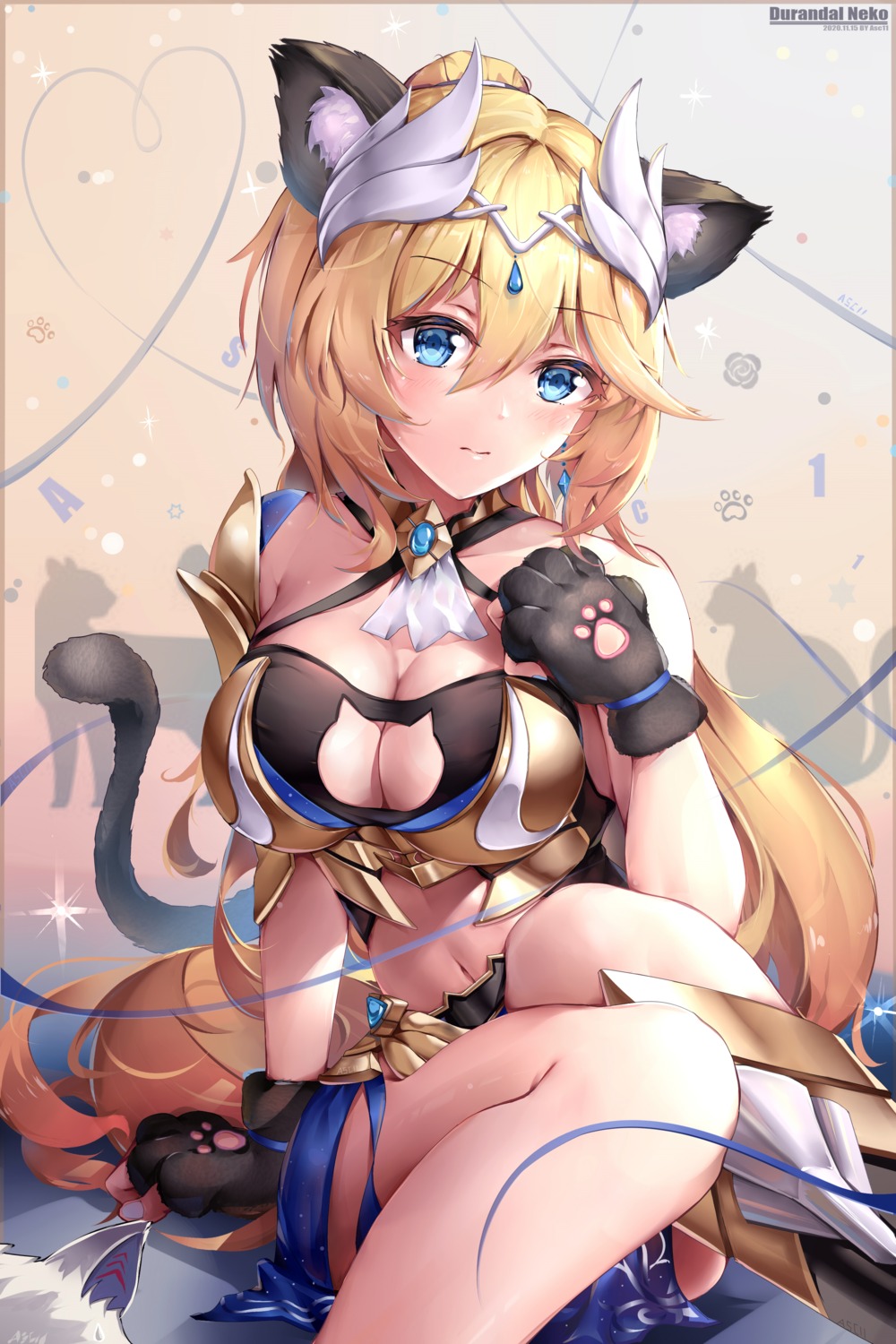 animal_ears armor benghuai_xueyuan bianka_durandal_ataegina bikini_armor cleavage honkai_impact leyuan_zhuifang tail