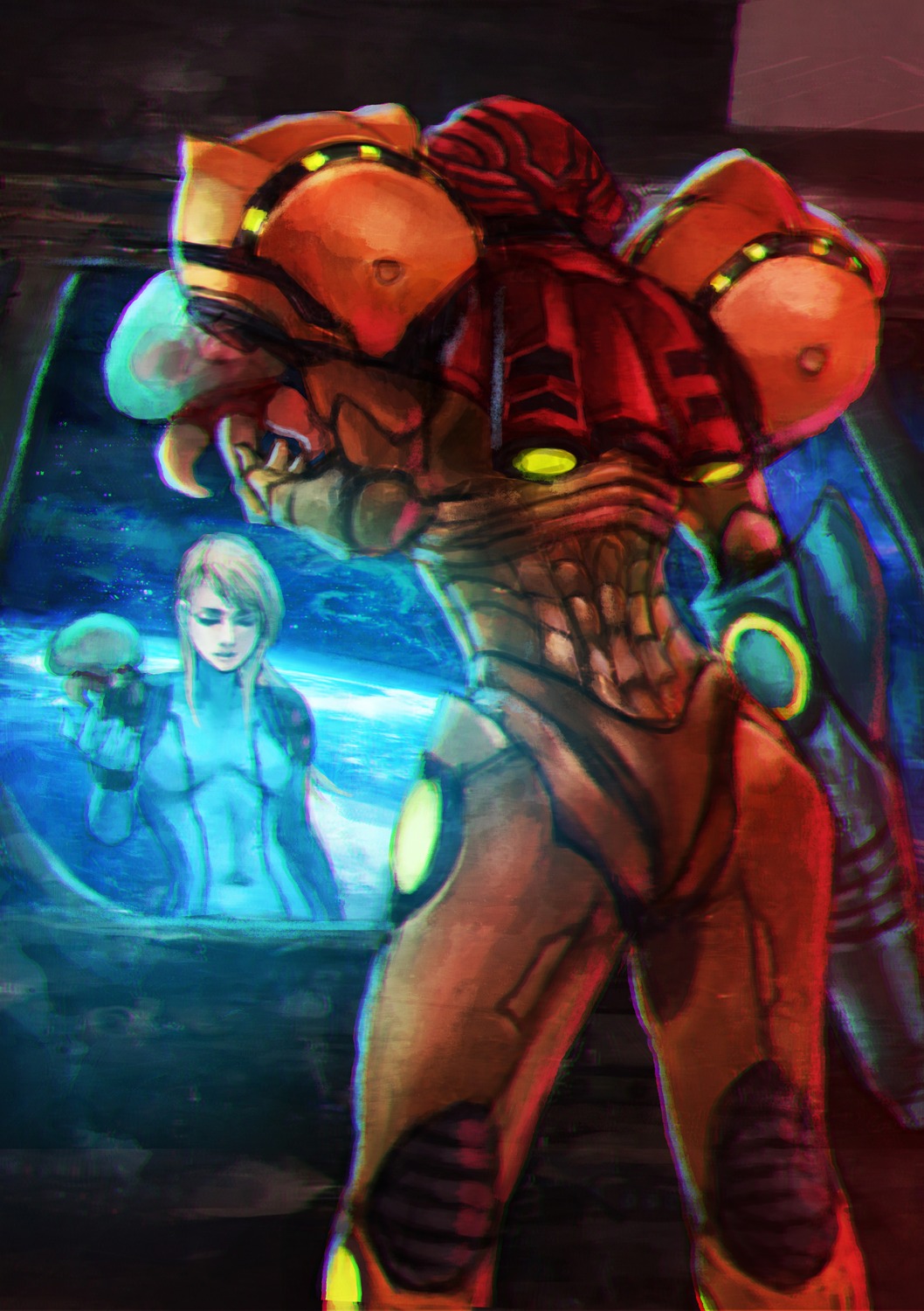 armor ass bodysuit metroid metroid_(creature) monori_rogue samus_aran super_metroid weapon