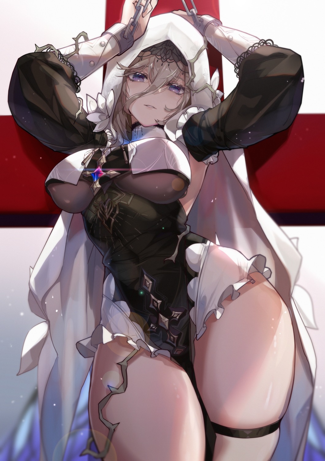 aponia_(honkai_impact) benghuai_xueyuan bondage erect_nipples garter honkai_impact nun zomzomzomsauce