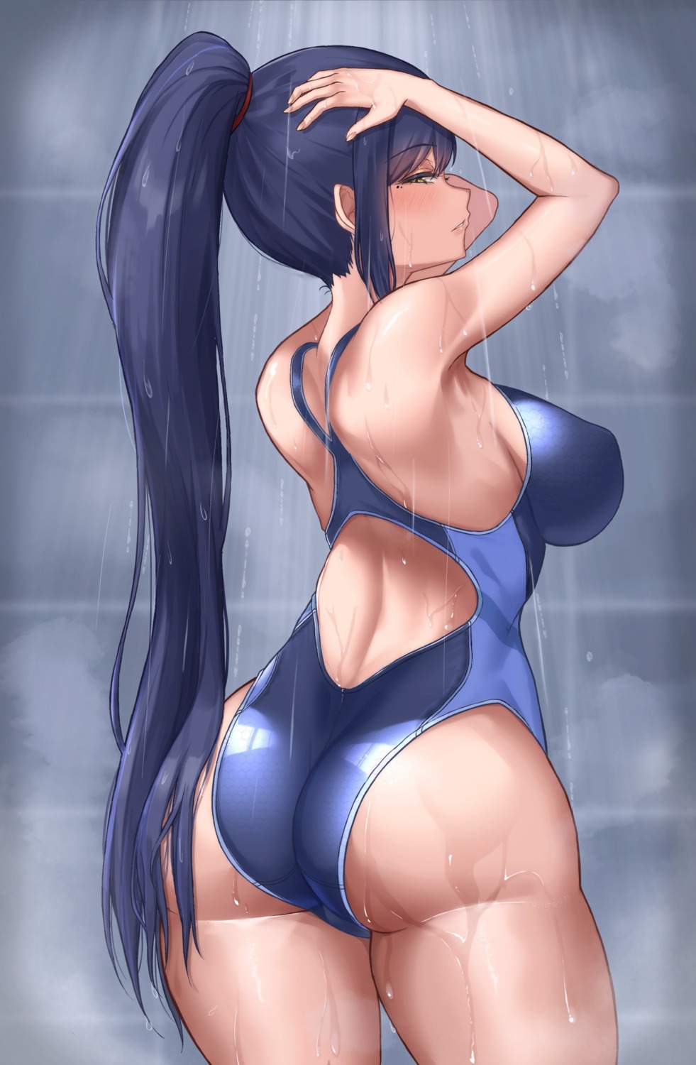 ass bathing nijisanji shizuka_rin skysign_ft swimsuits wet