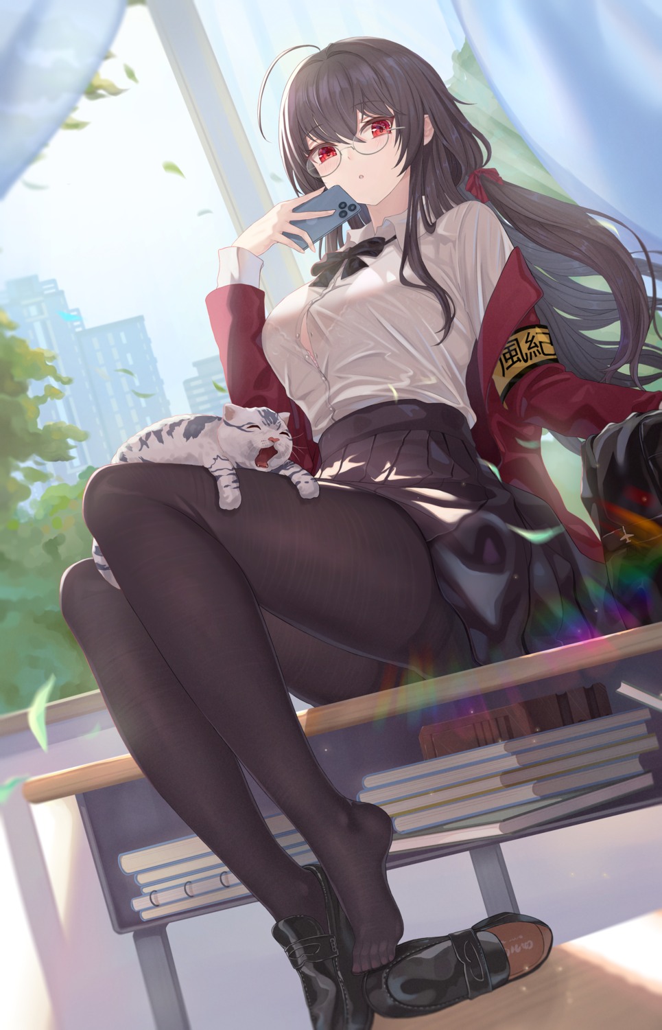 azur_lane highlanderz2066 megane pantyhose seifuku taihou_(azur_lane)