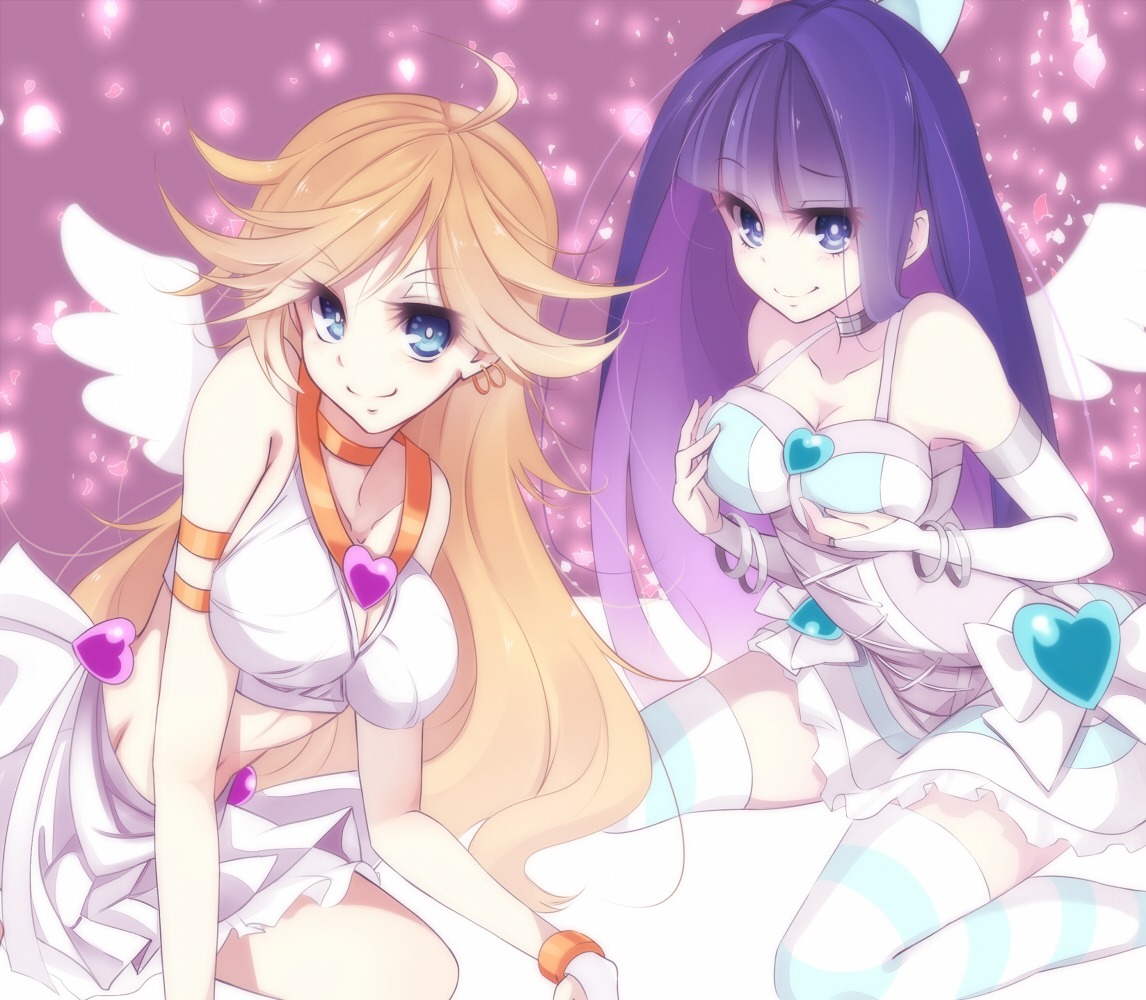 breast_hold cleavage kujou_ichiso panty panty_&_stocking_with_garterbelt stocking thighhighs wings