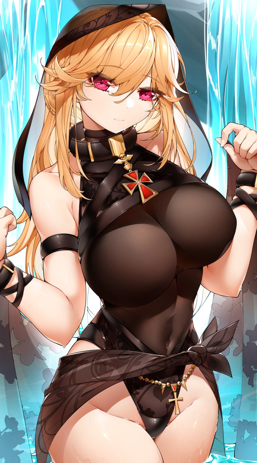 azur_lane casul leotard no_bra nun richelieu_(azur_lane) see_through wet