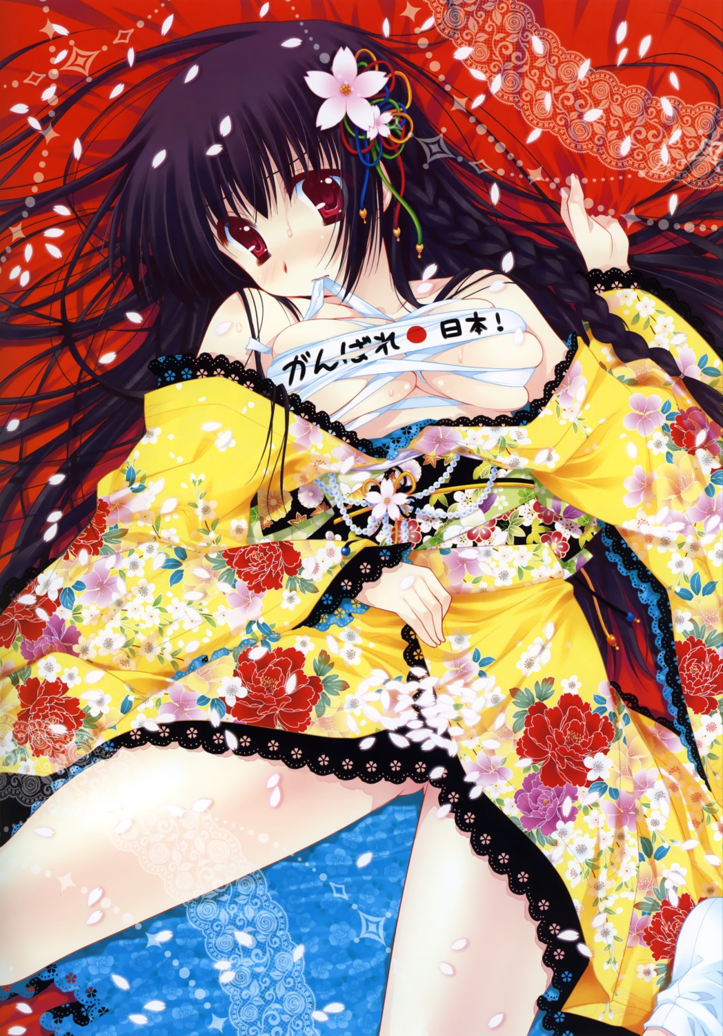 araiguma kimono lolita_fashion sarashi underboob wa_lolita