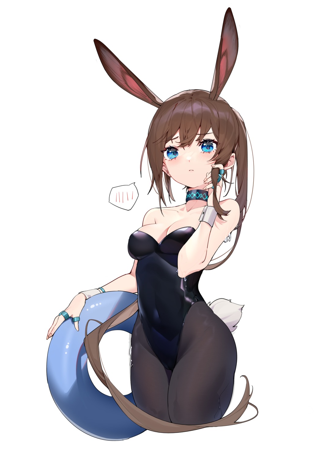 amiya_(arknights) animal_ears arknights bunny_ears bunny_girl guangsupaomian no_bra pantyhose tail