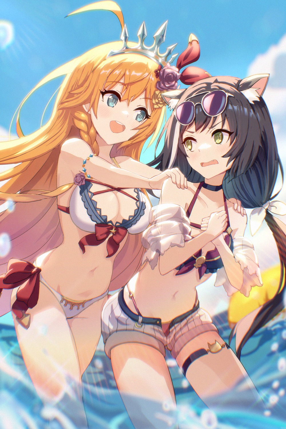 animal_ears bikini garter karyl_(princess_connect) megane nekomimi okg pecorine princess_connect princess_connect!_re:dive swimsuits