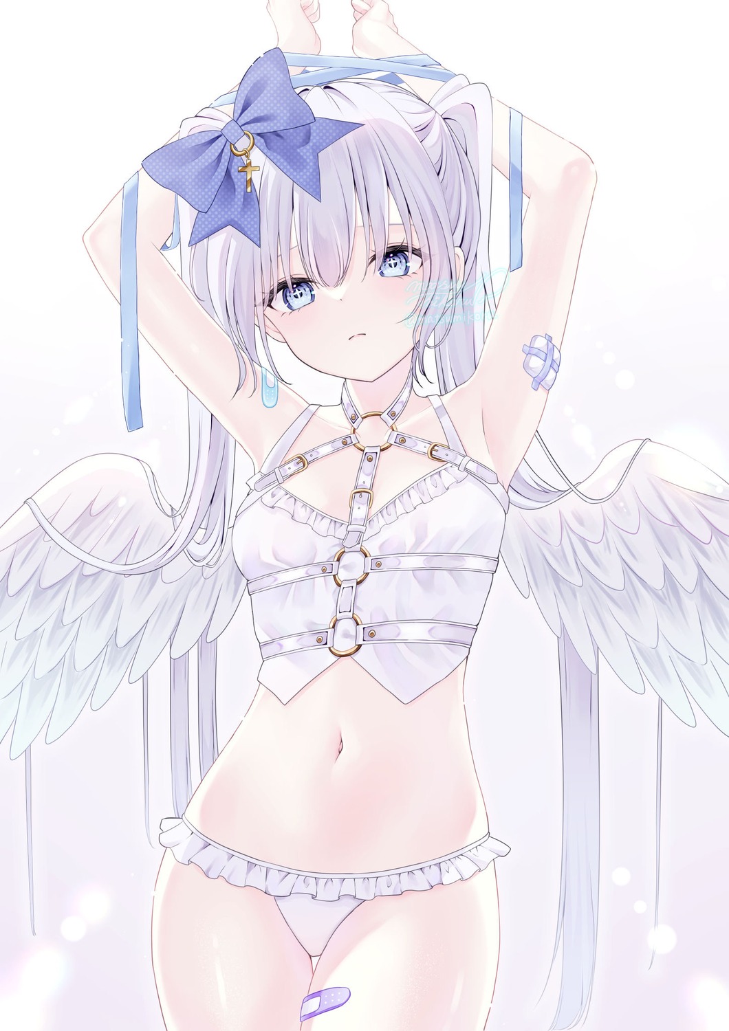 angel bandaid bondage murur_(matsumikoru) pantsu watermark wings