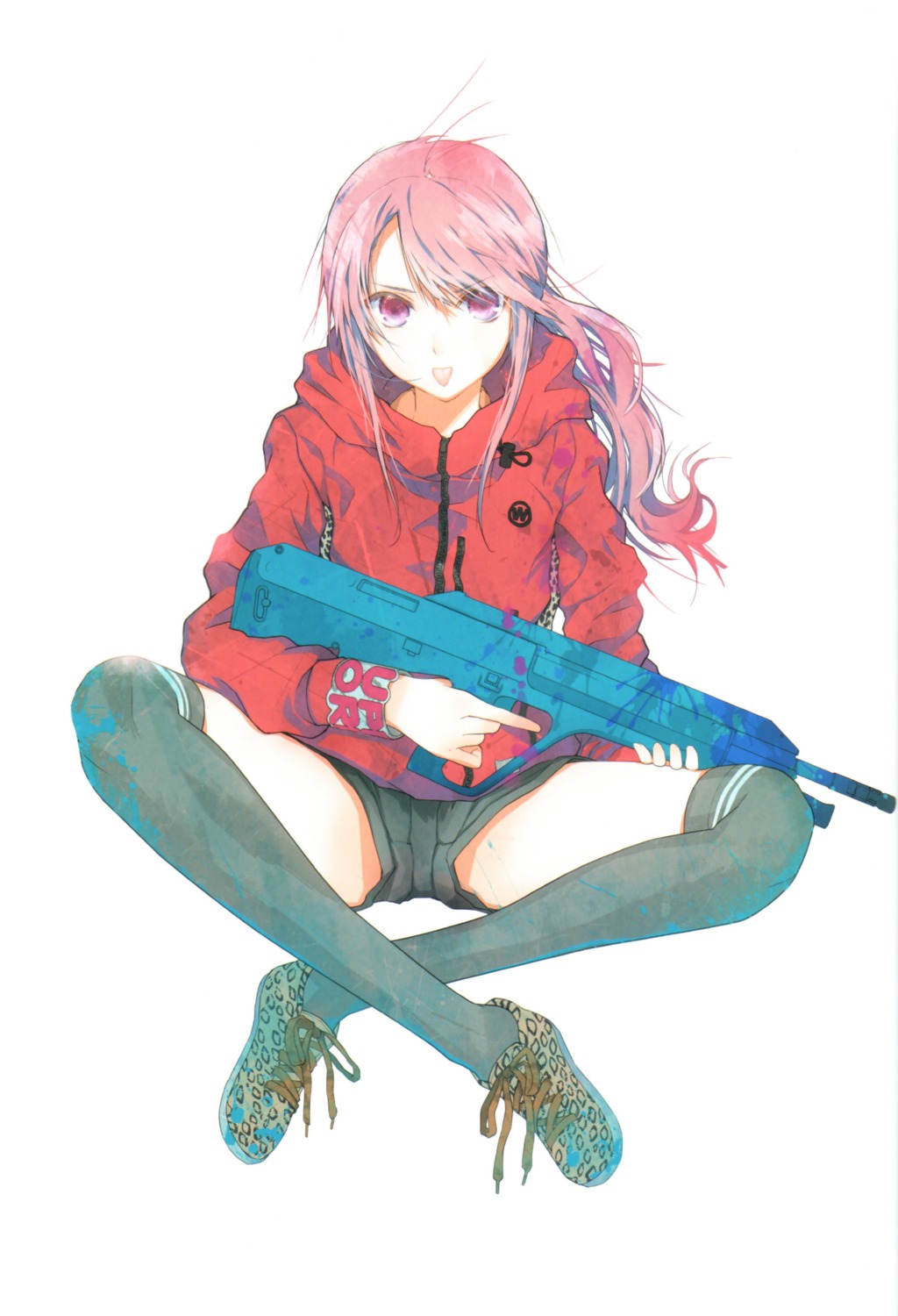 fuyuno_haruaki gun thighhighs