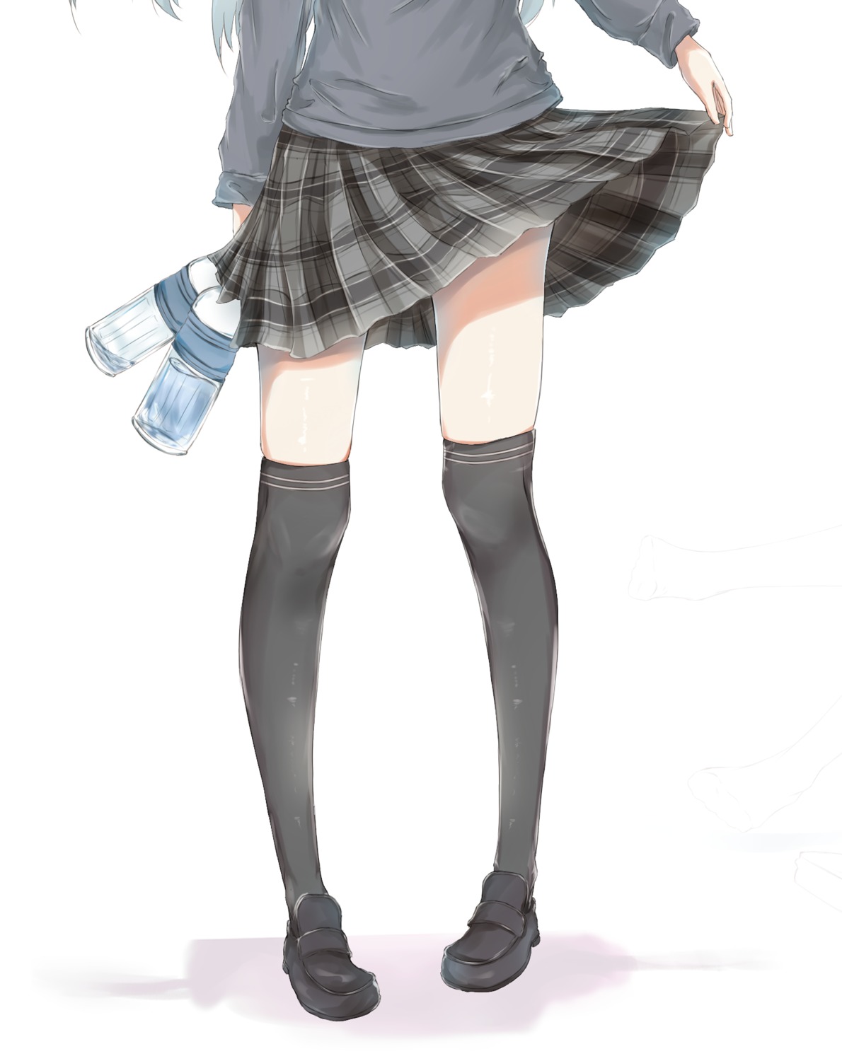 mizuki_(mikki) seifuku skirt_lift sweater thighhighs