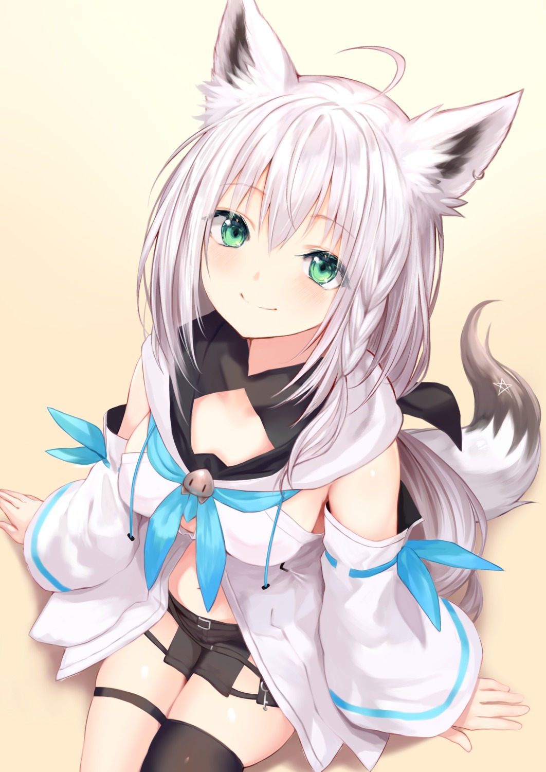 animal_ears garter hololive hololive_gamers kitsune shirakami_fubuki sukemyon tail thighhighs