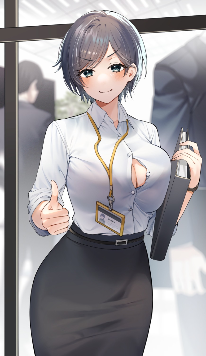 business_suit cleavage dress_shirt open_shirt sino42 wardrobe_malfunction