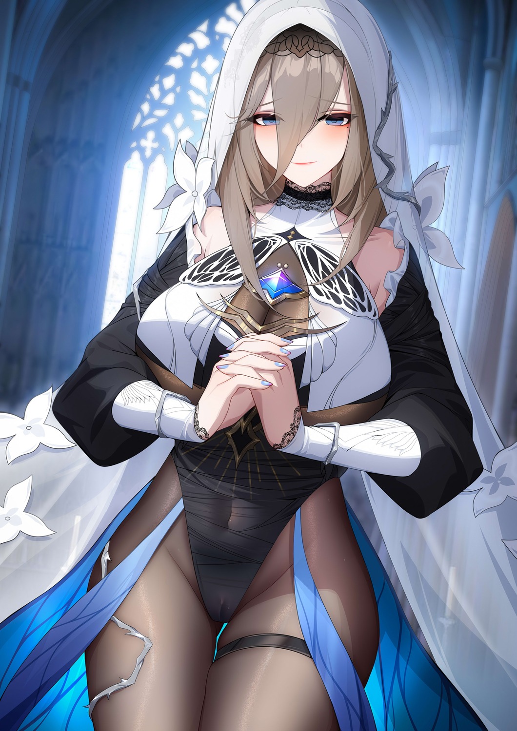 aponia_(honkai_impact) benghuai_xueyuan cameltoe garter honkai_impact leotard nun pantyhose wu_ganlan_cai