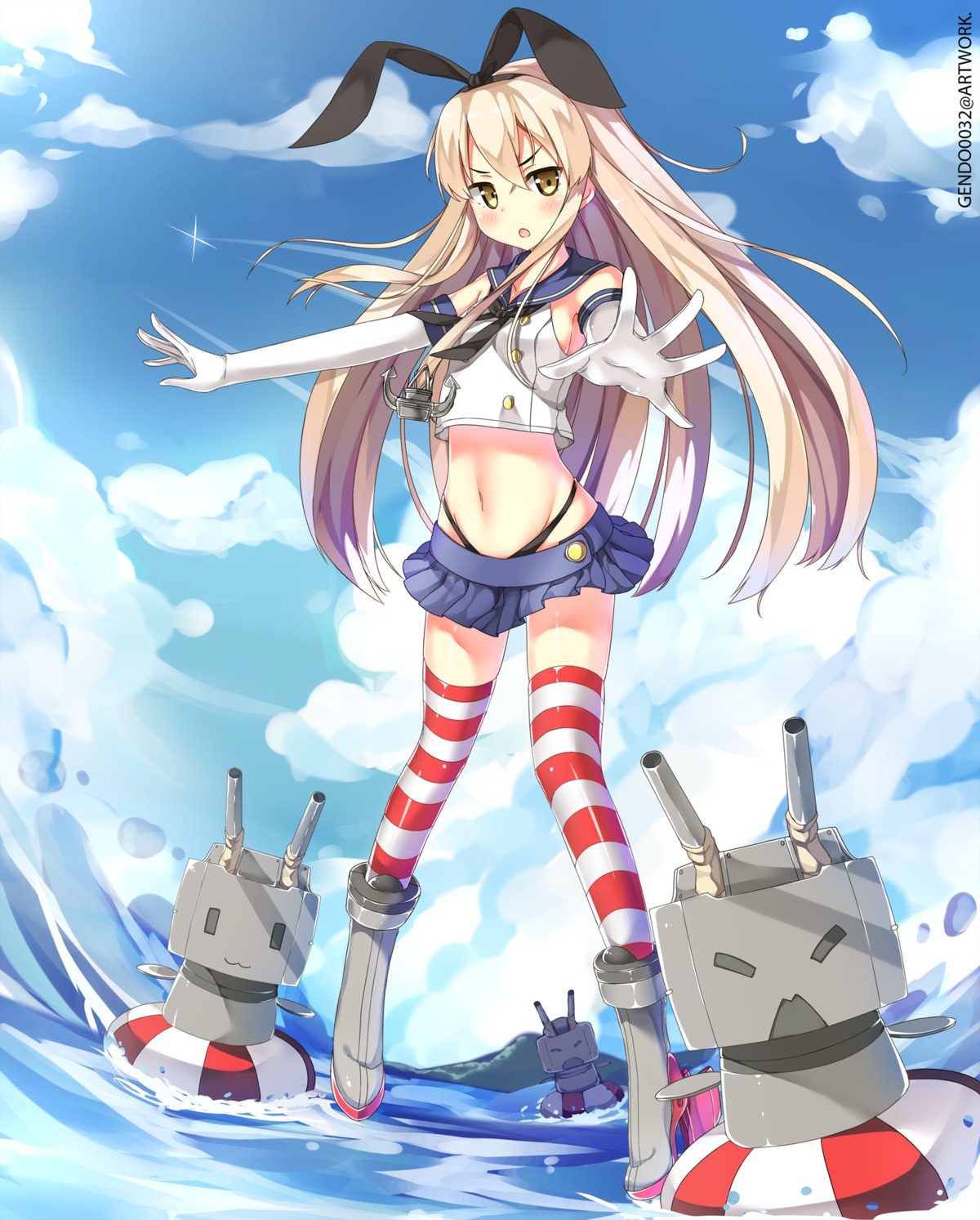 gendo0032 kantai_collection pantsu rensouhou-chan shimakaze_(kancolle) thighhighs