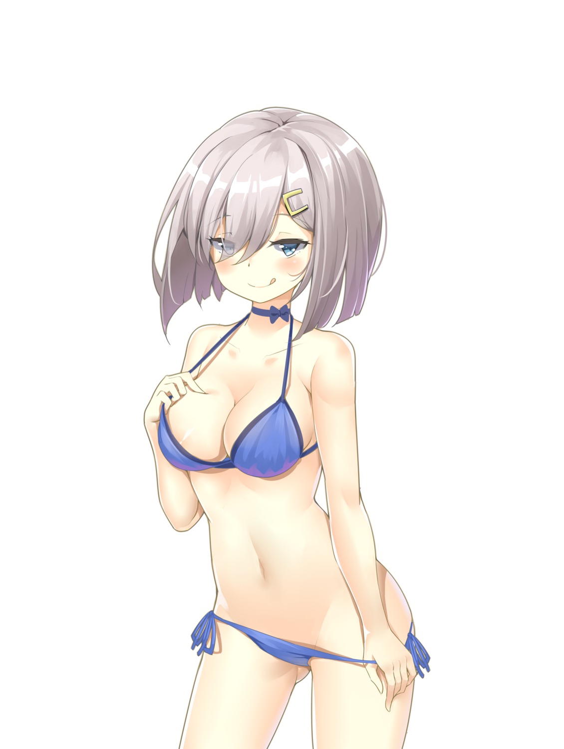 areola bikini breast_hold hamakaze_(kancolle) kantai_collection ootsuki_momiji panty_pull swimsuits undressing