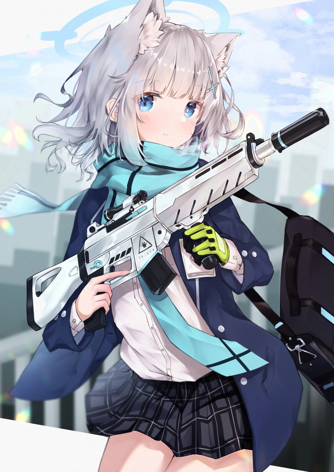 sena (sena soar) blue archive sunaookami shiroko animal ears gun ...