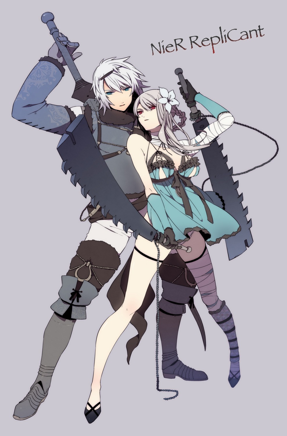 bandages cleavage eterno kaine_(nier) nier nier_(character) pantsu sword