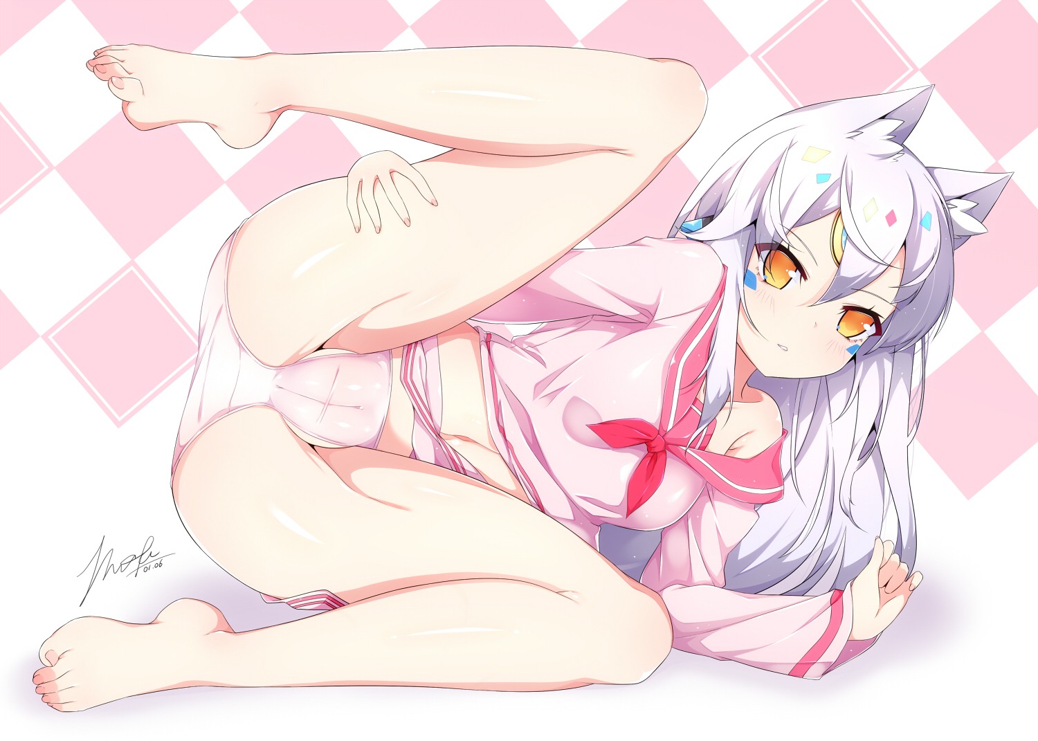 animal_ears cameltoe elsword eve_(elsword) feet pantsu ripe.c seifuku