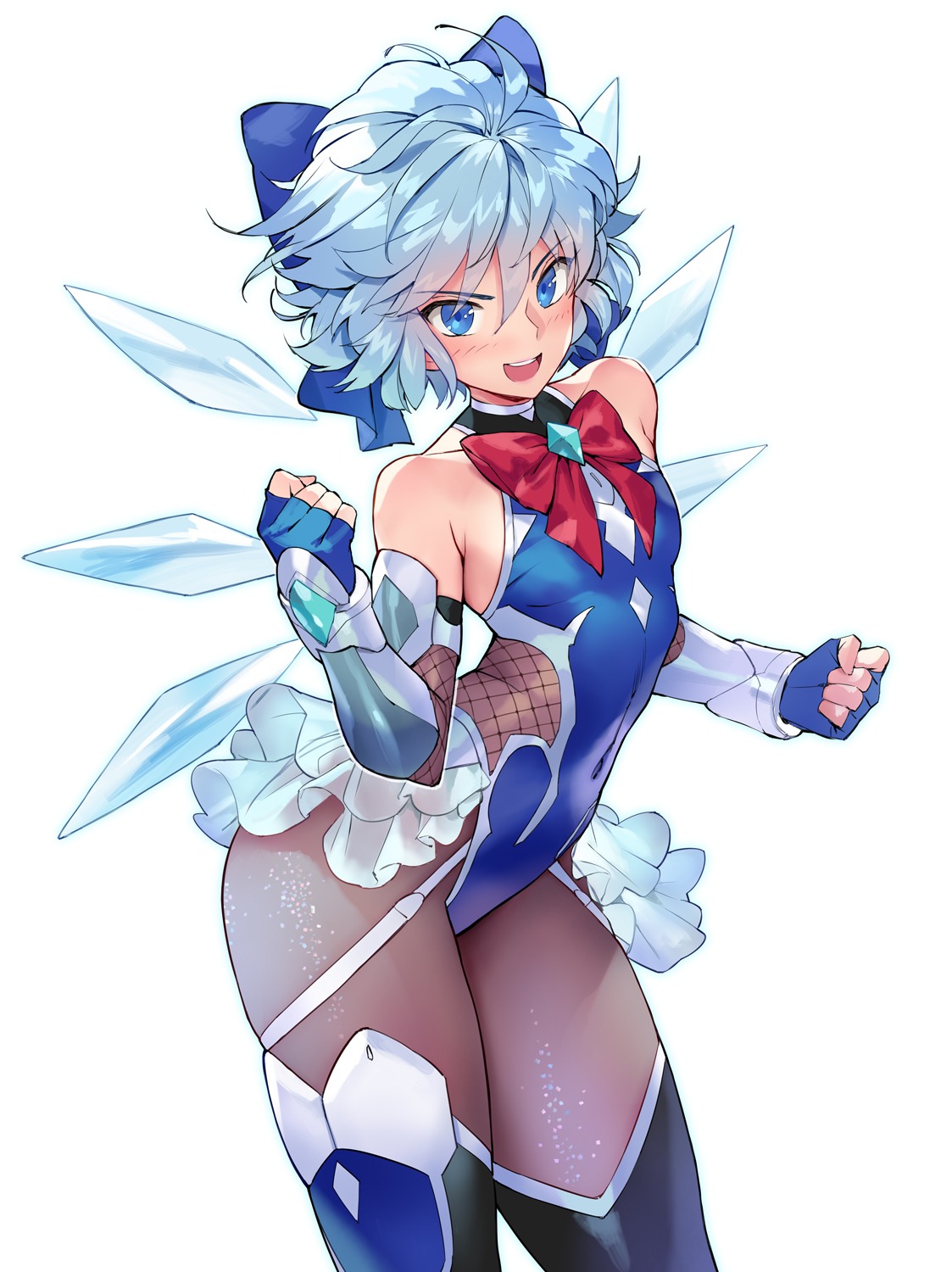 cirno cosplay leotard matsuda_(matsukichi) no_bra pantyhose taimanin_(series) thighhighs touhou wings