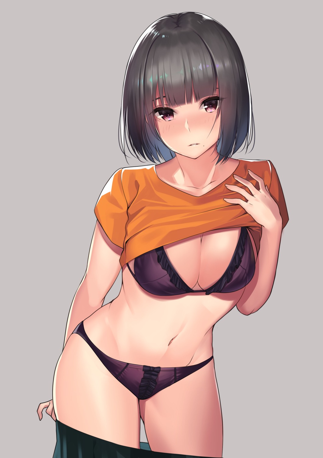 bra cleavage kagematsuri pantsu shirt_lift undressing