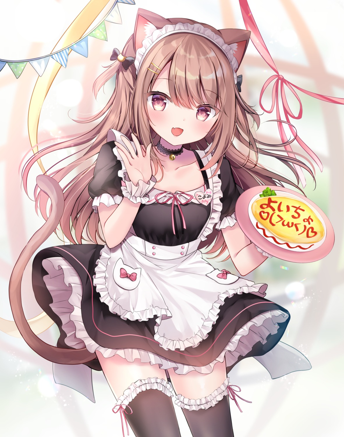 animal_ears maid masayo_(gin_no_ame) nekomimi skirt_lift tail thighhighs