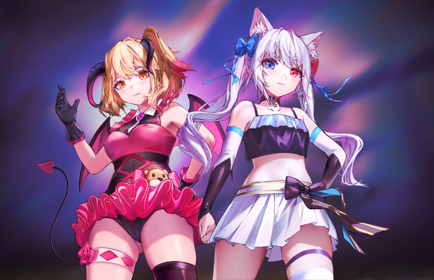 animal_ears cameltoe g141 garter heterochromia horns leotard nekomimi tail thighhighs wings