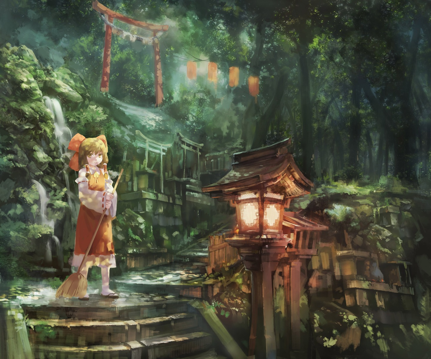 azomo hakurei_reimu landscape touhou