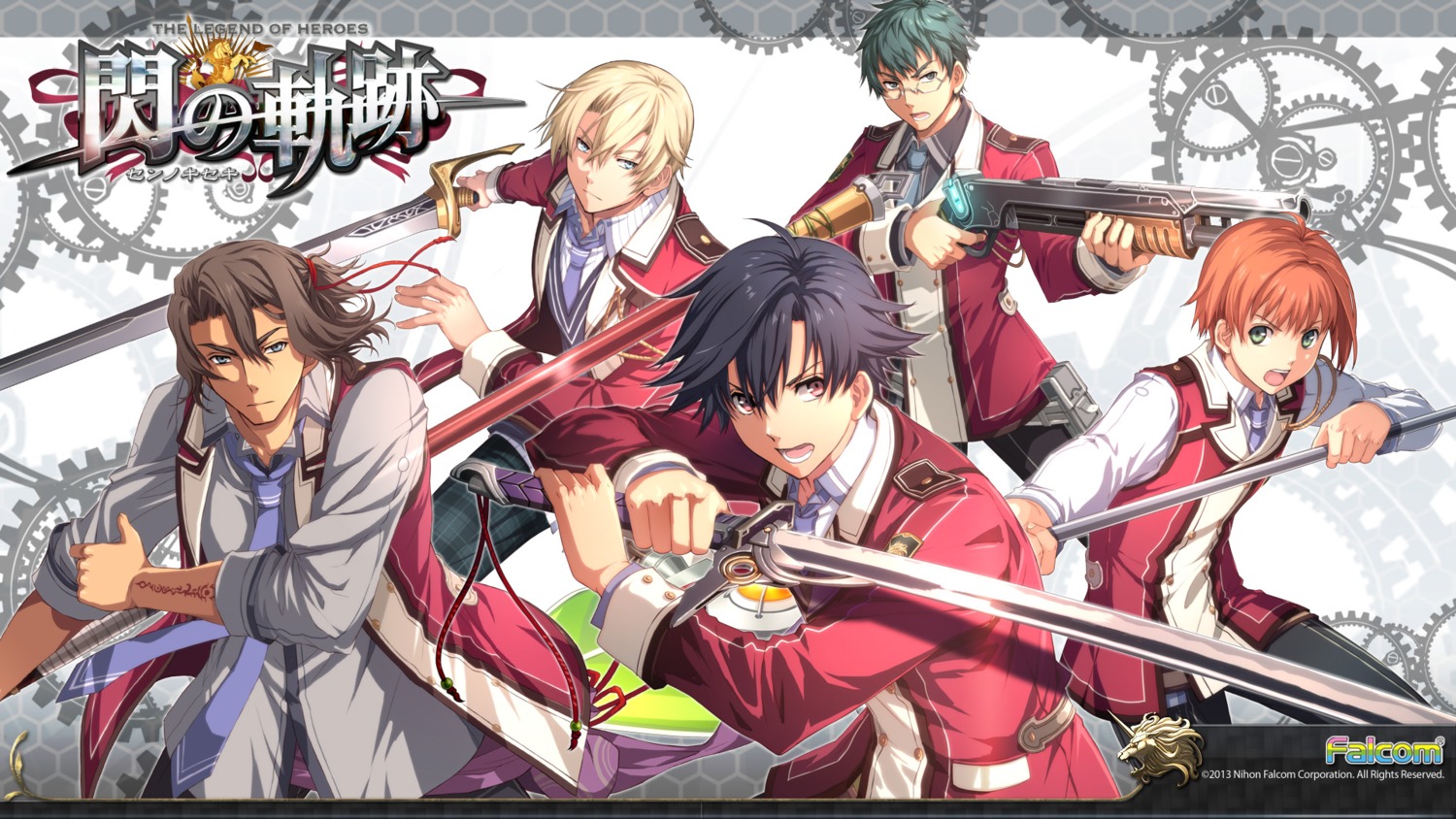 eiyuu_densetsu eiyuu_densetsu:_sen_no_kiseki eliot_craig enami_katsumi falcom gaius_worzel gun jusis_albarea machias_regnitz male rean_schwarzer seifuku sword wallpaper weapon