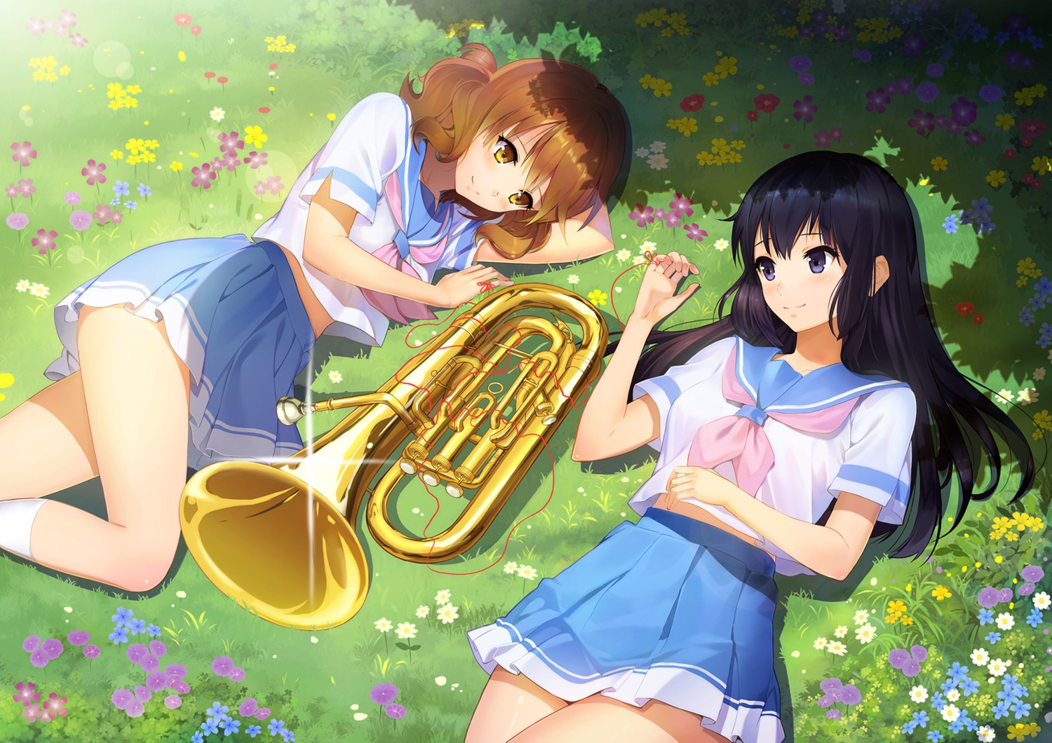 a3eilm2s2y hibike!_euphonium kousaka_reina oumae_kumiko seifuku yuri