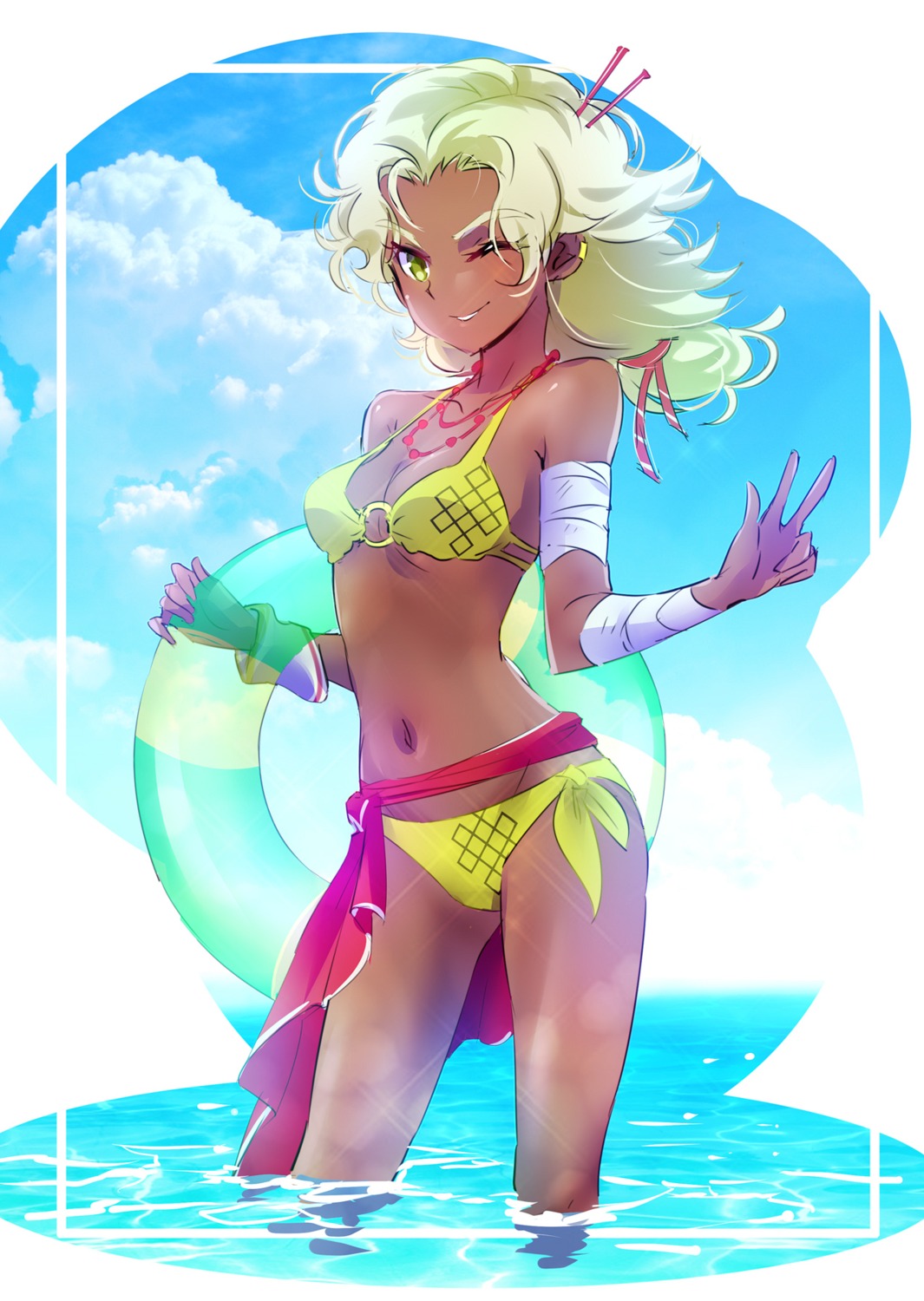 bandages bikini cleavage iesupa rwby swimsuits wet