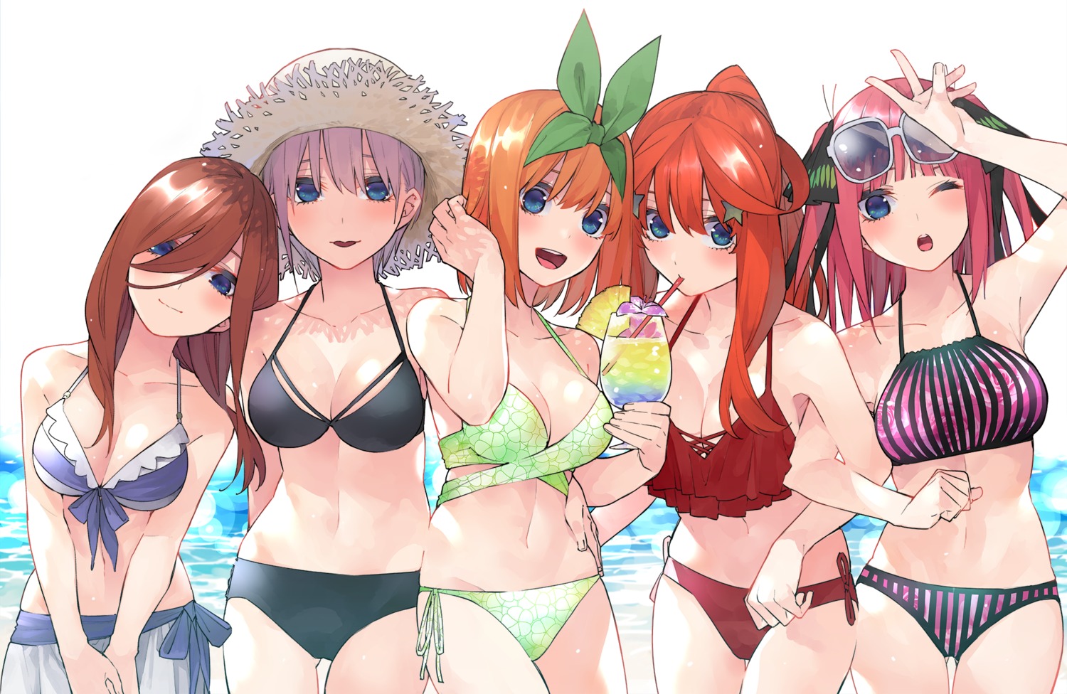 5-toubun_no_hanayome bikini cleavage haruba_negi nakano_ichika nakano_itsuki nakano_miku nakano_nino nakano_yotsuba swimsuits