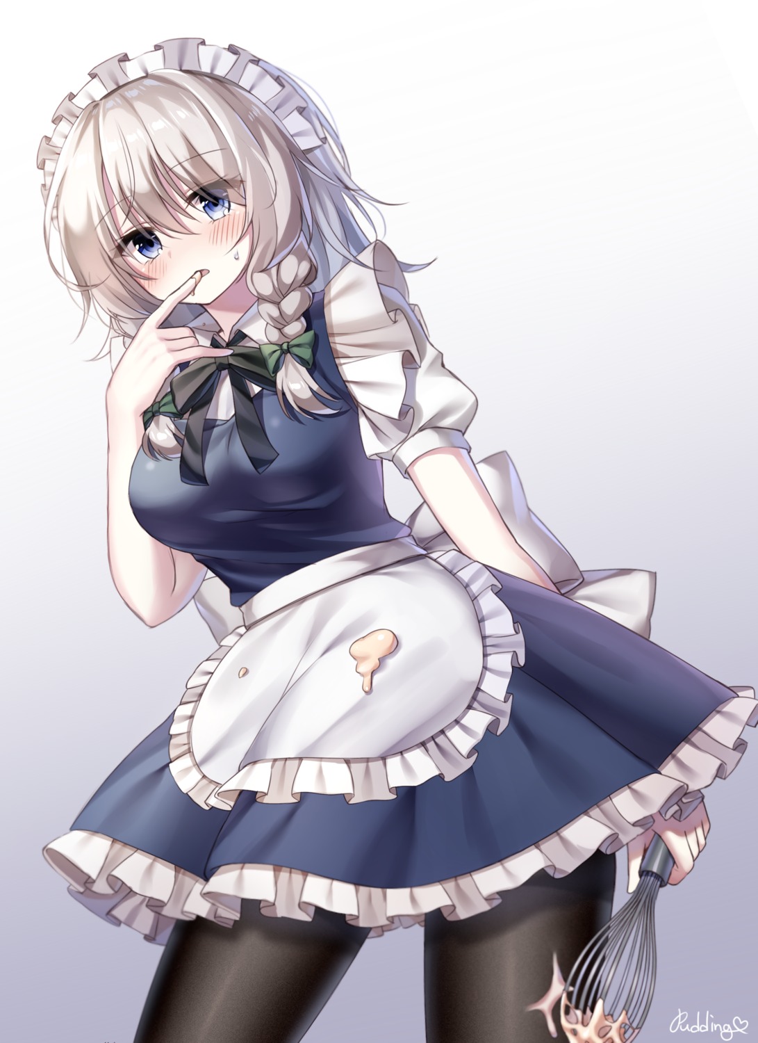 cream izayoi_sakuya maid pantyhose pudding_(skymint_028) touhou