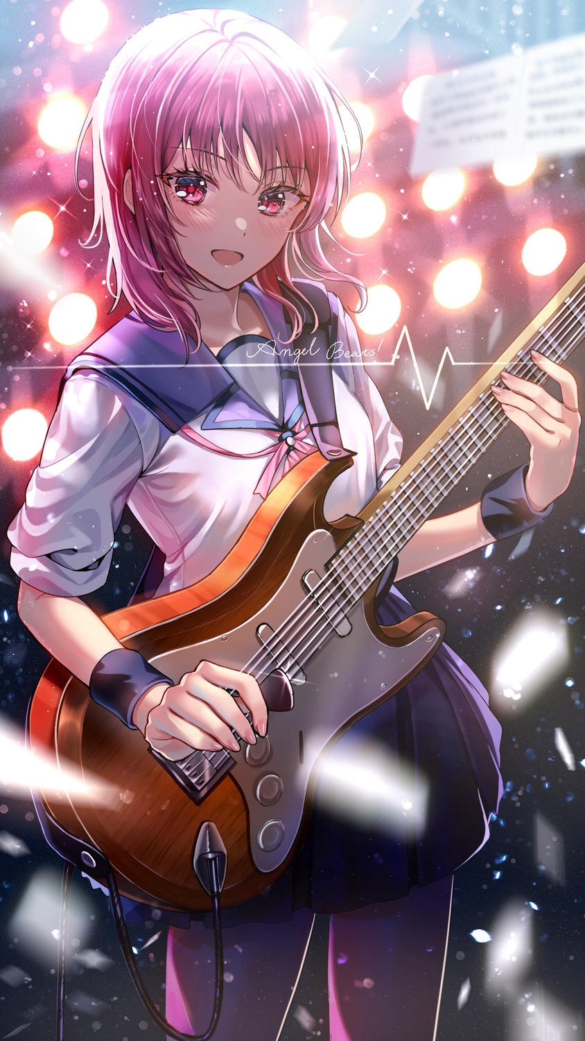 angel_beats! guitar iwasawa pantyhose sakura_(39ra) seifuku