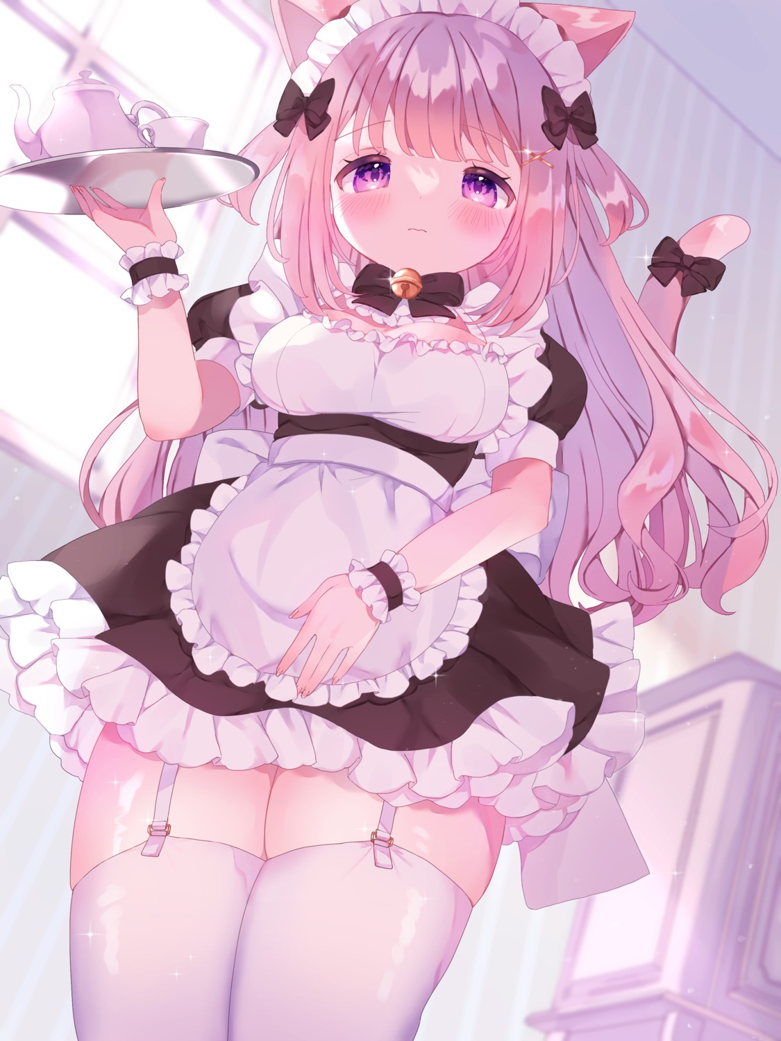 animal_ears maid miwachi_(38mofu) nekomimi stockings tail thighhighs