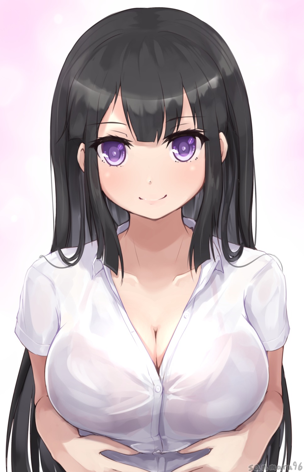 bra dress_shirt kuro_(be_ok) open_shirt see_through