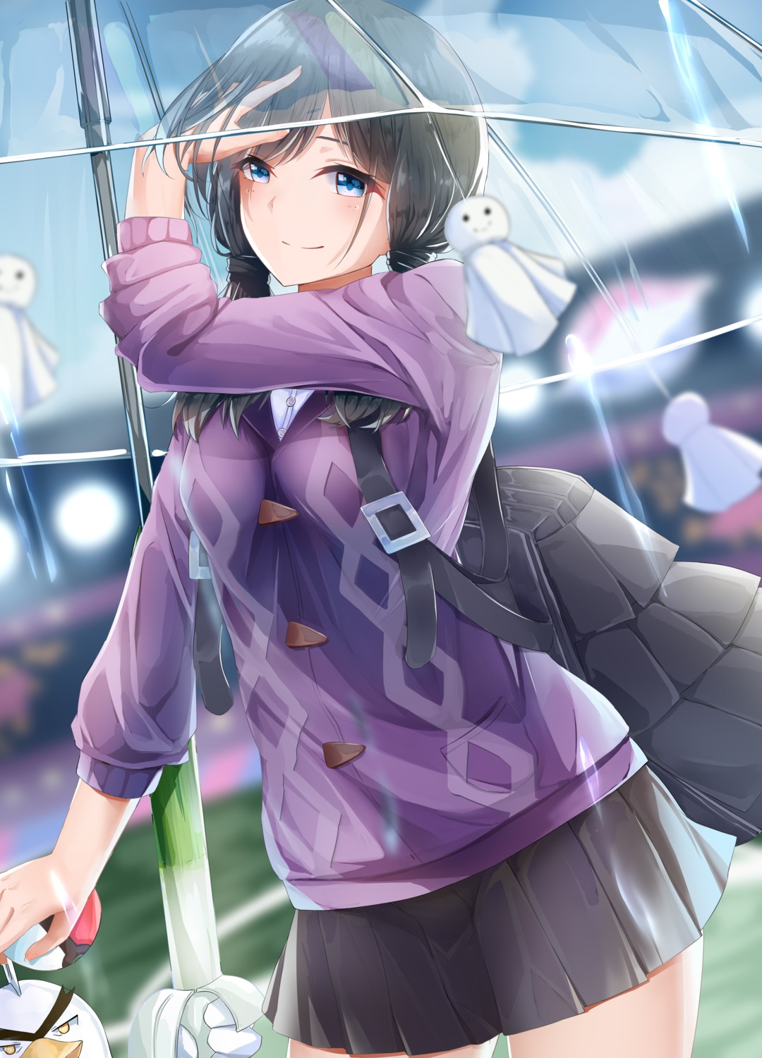 amano_hina crossover hisa09 pokemon pokemon_swsh sirfetch'd sweater tenki_no_ko umbrella