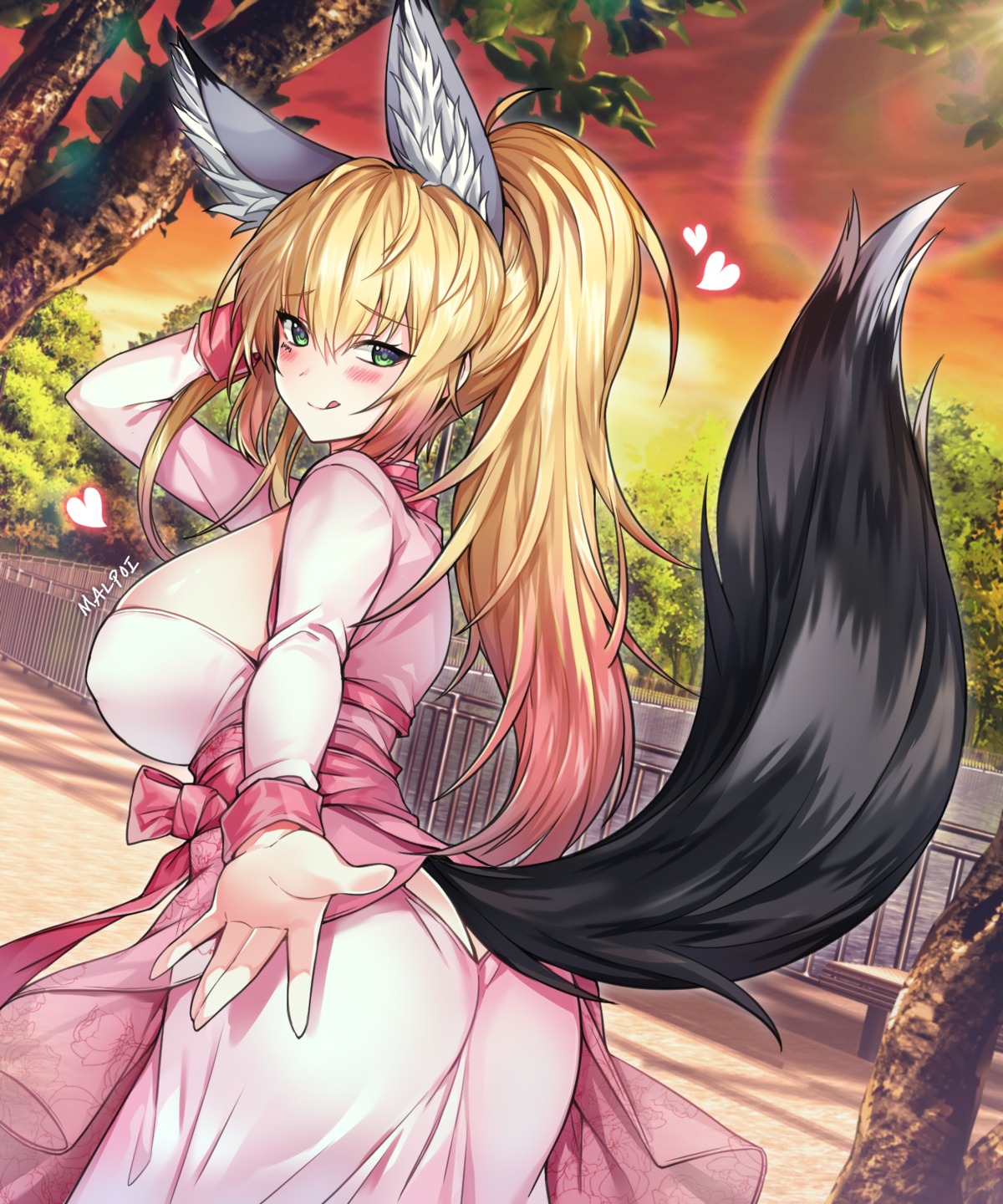 animal_ears ass dress kitsune mal_poi tail