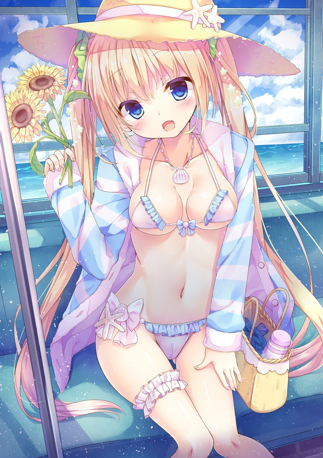 bikini garter kinokomushi open_shirt swimsuits