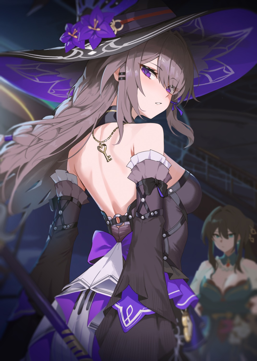 asian_clothes ass dress herta honkai:_star_rail no_bra nvl ruan_mei weapon witch