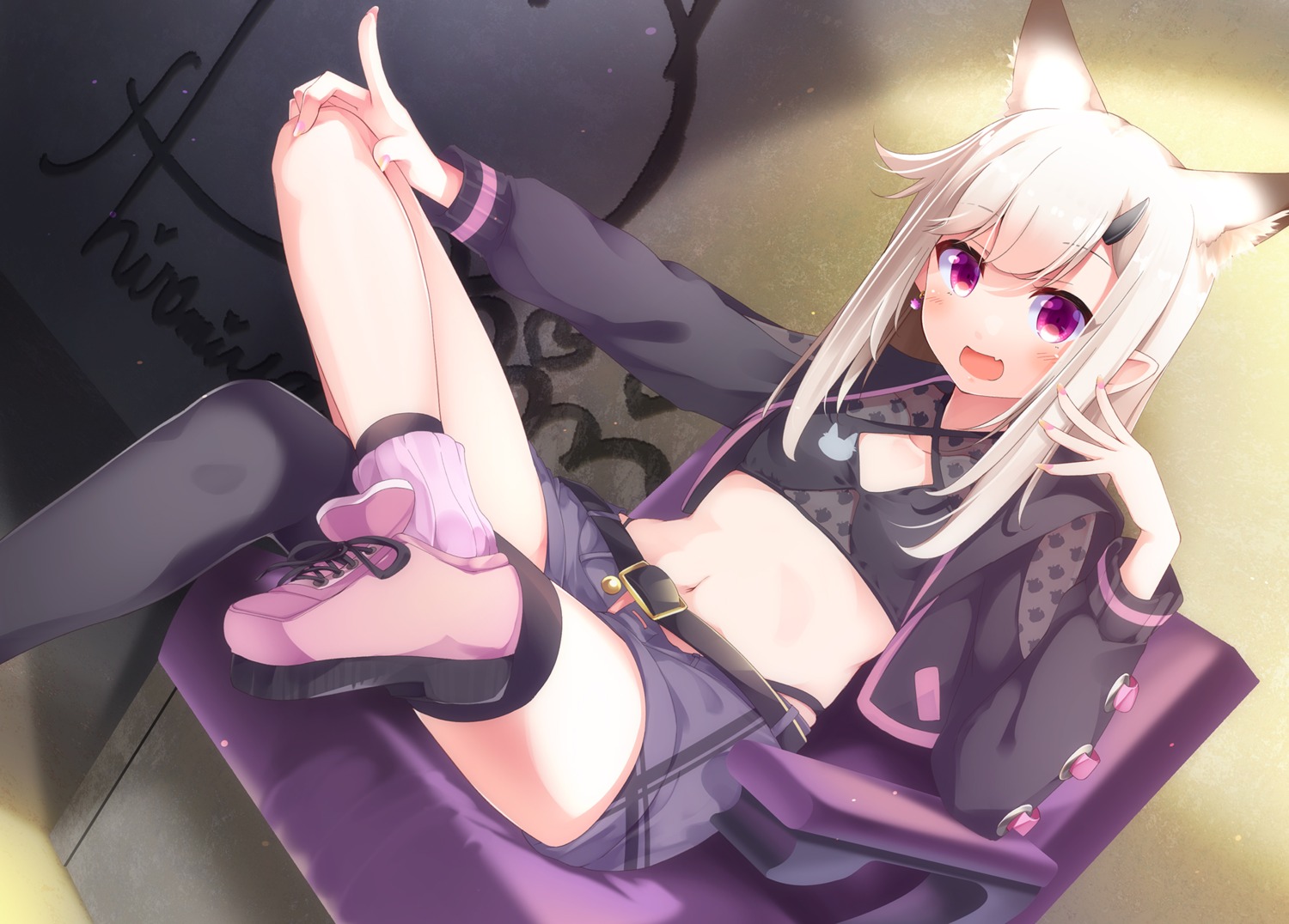 animal_ears animare nanashi_inc. pantsu pointy_ears sch see_through shiromiya_mimi thighhighs