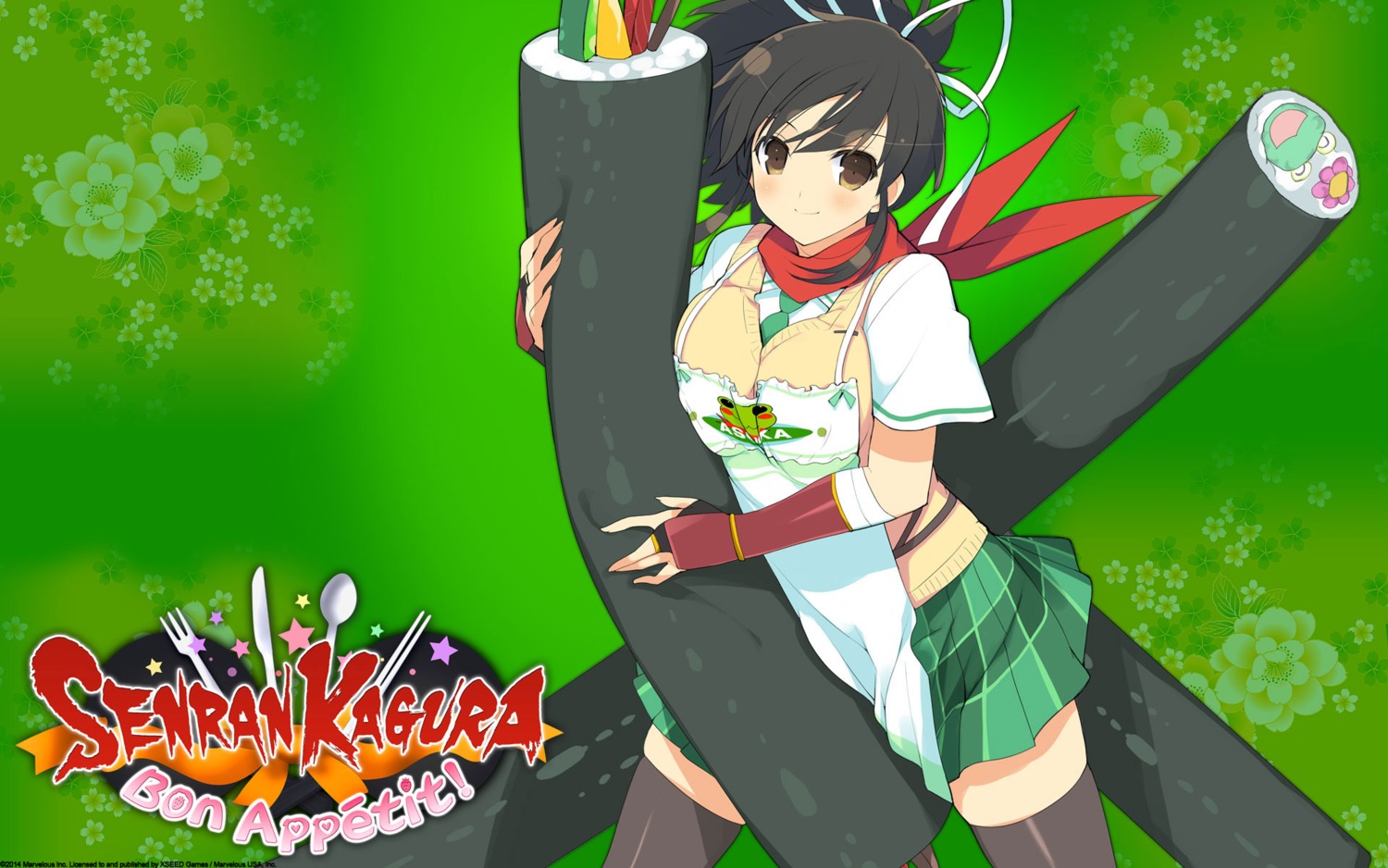 asuka_(senran_kagura) marvelous_entertainment seifuku senran_kagura senran_kagura:_bon_appetit thighhighs yaegashi_nan