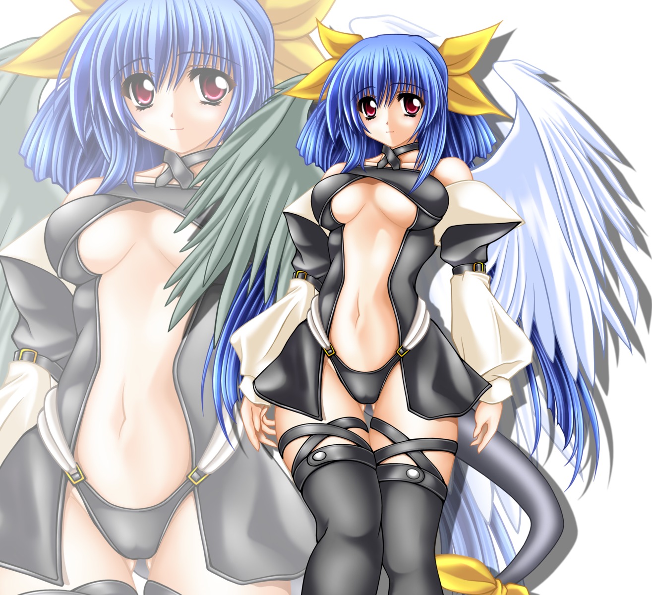 dizzy guilty_gear sea_lounge_garden sky_lounge_garden tail thighhighs tomoya_kankurou underboob wings