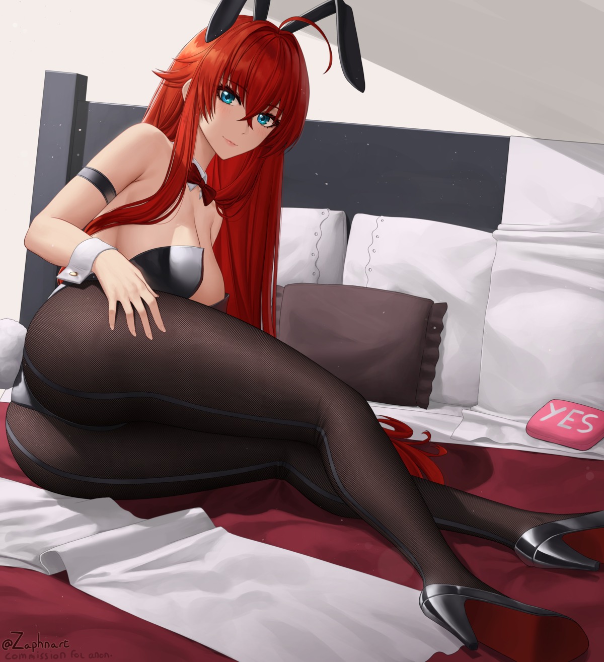 animal_ears ass bunny_ears bunny_girl heels highschool_dxd no_bra official_watermark pantyhose rias_gremory tail zaphn