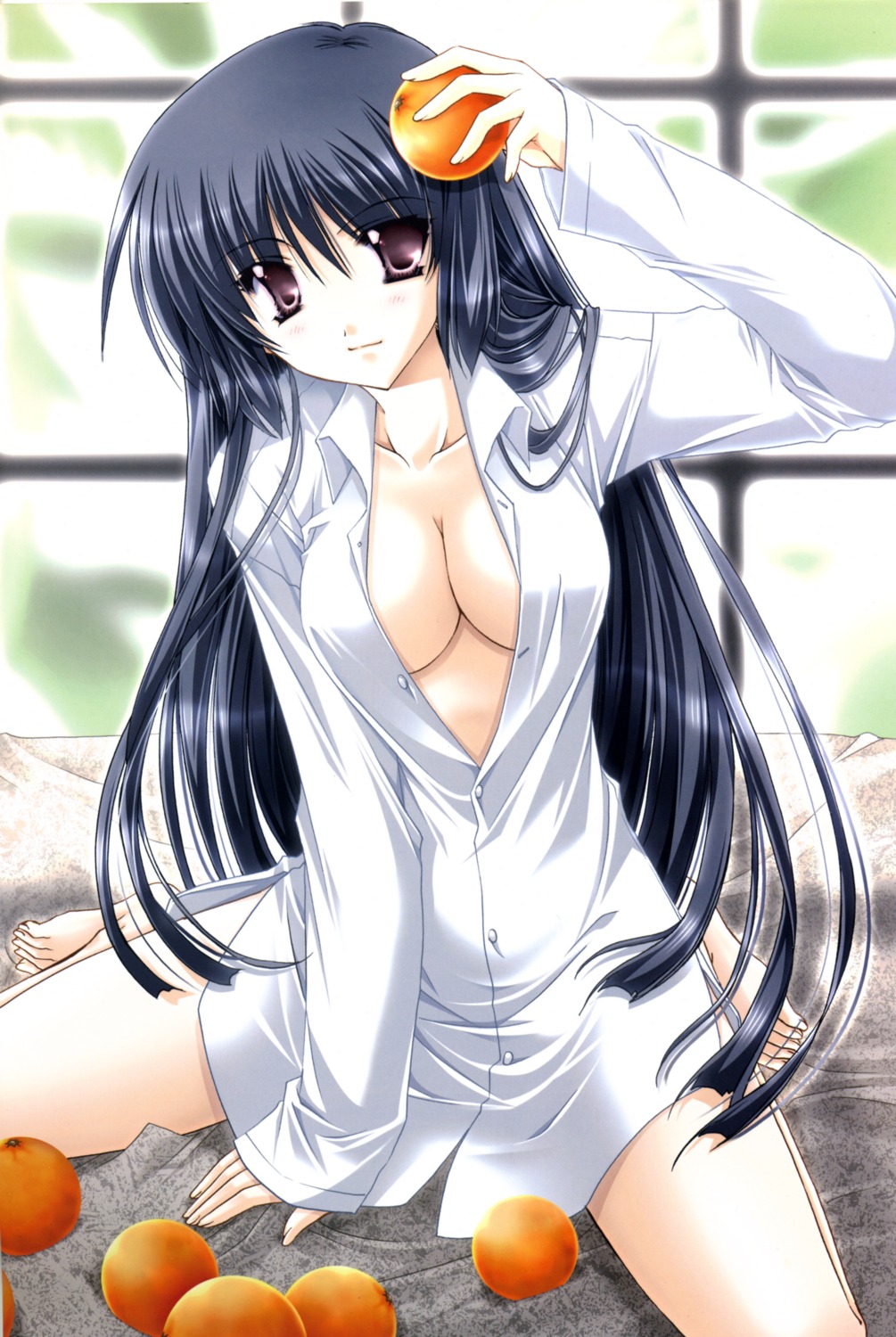 cleavage dress_shirt no_bra open_shirt ryuuga_shou